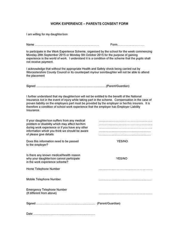 Parental Consent Form Template 18