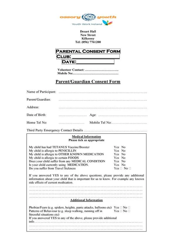 Parental Consent Form Template 21