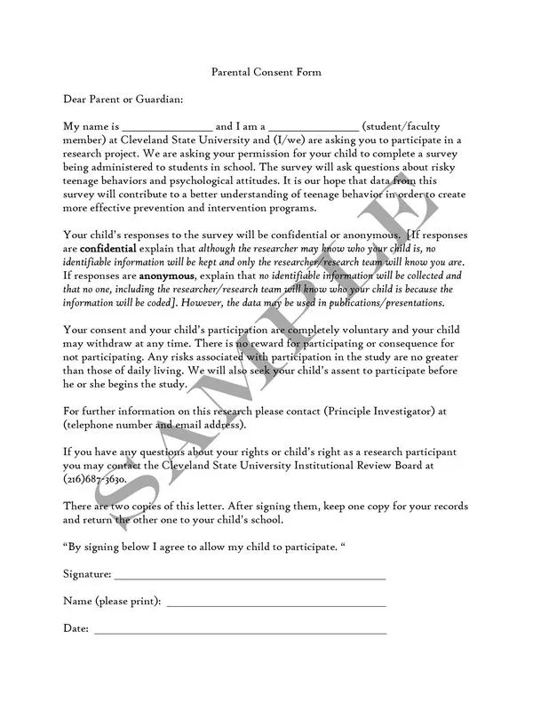 Parental Consent Form Template 32