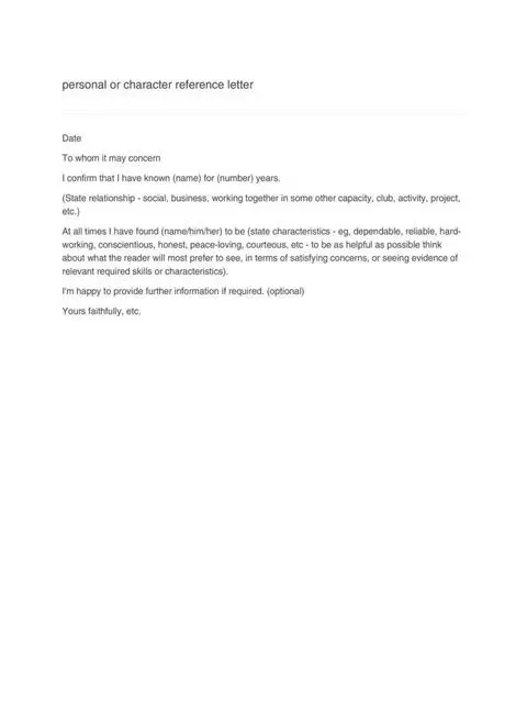 Personal Reference Letter 07