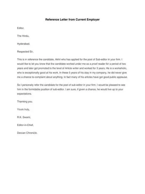 Personal Reference Letter 22