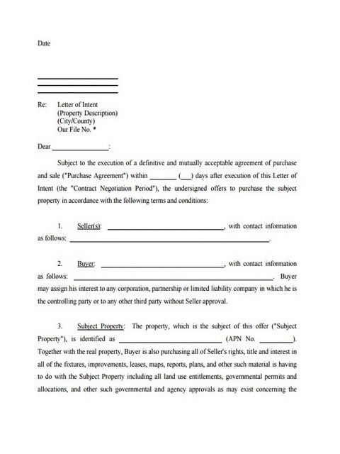 Real Estate Letter of Intent 02 Real Estate Letter of Intent 02