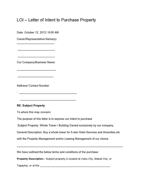 Real Estate Letter of Intent 05 Real Estate Letter of Intent 05