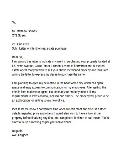 Real Estate Letter of Intent 10 Real Estate Letter of Intent 10