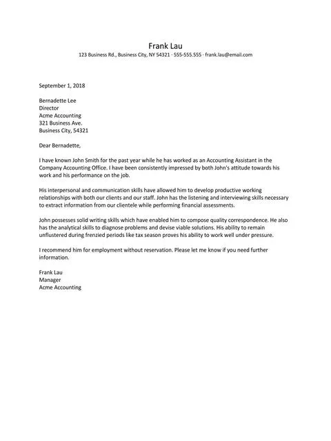 Recommendation Letter From Manager Template 02