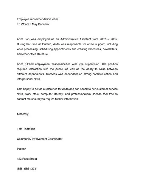 Recommendation Letter From Manager Template 04