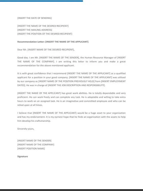 Recommendation Letter From Manager Template 18