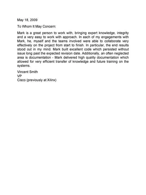 Recommendation Letter From Manager Template 24