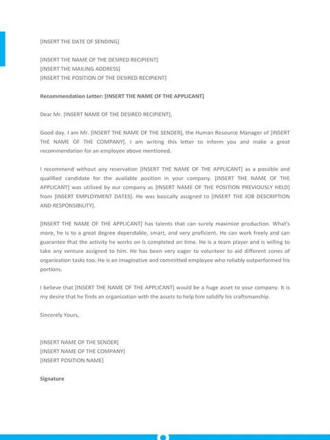 Recommendation Letter From Manager Template 27