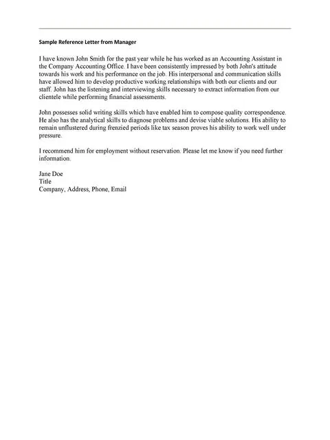 Recommendation Letter From Manager Template 38