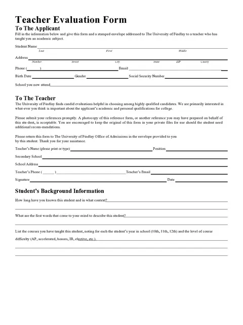 Teacher Evaluation Form Template 09
