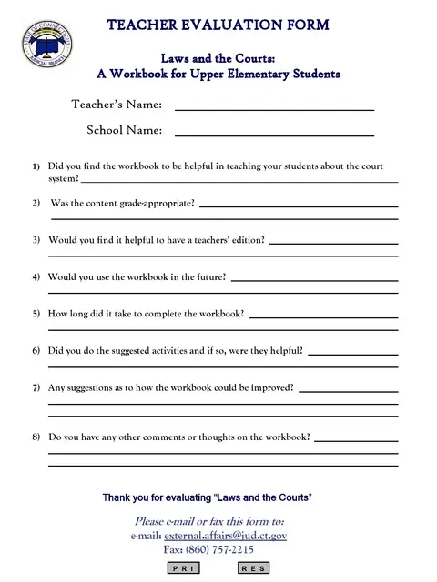 Teacher Evaluation Form Template 13