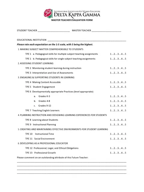 Teacher Evaluation Form Template 21