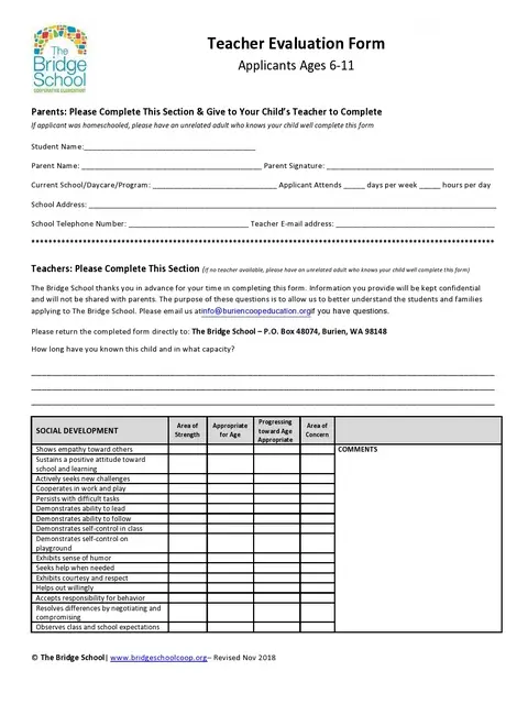 Teacher Evaluation Form Template 22