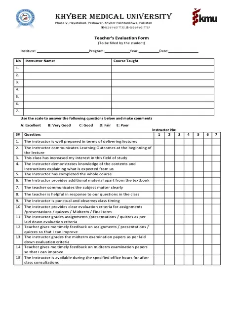 Teacher Evaluation Form Template 34