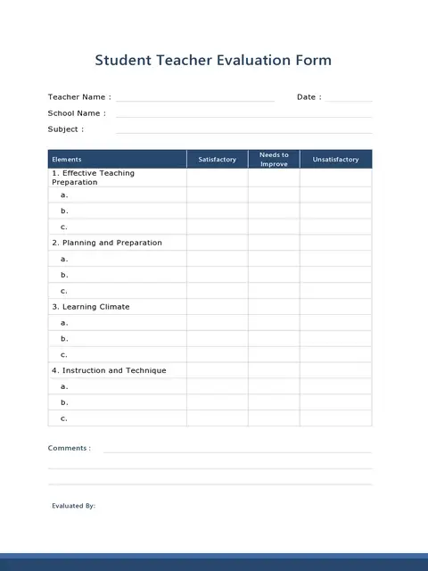 Teacher Evaluation Form Template 40