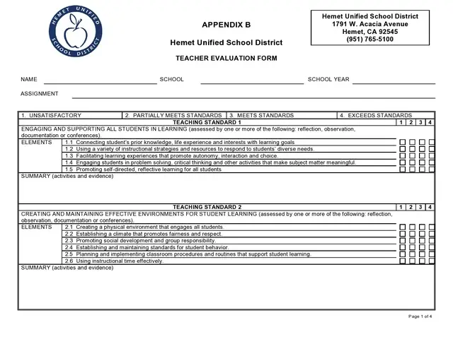 Teacher Evaluation Form Template 42