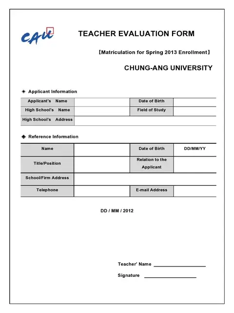 Teacher Evaluation Form Template 43