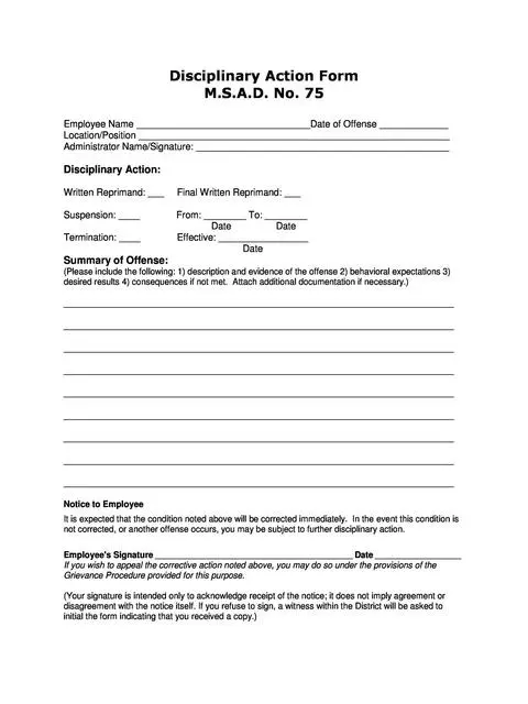 employee write up form 15